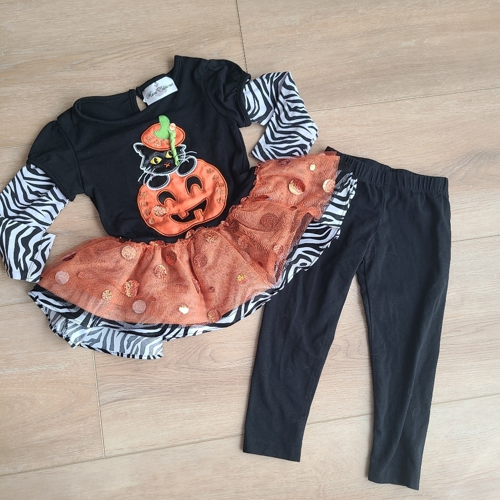 Rare Editions 2T Long Sleeve Pant set with tutu Halloween EUC